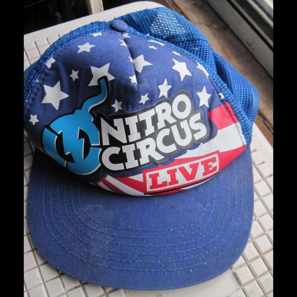 Nitro Circus Live Blue Baseball Cap Mesh Back American Flag Stars Stripes Bomb